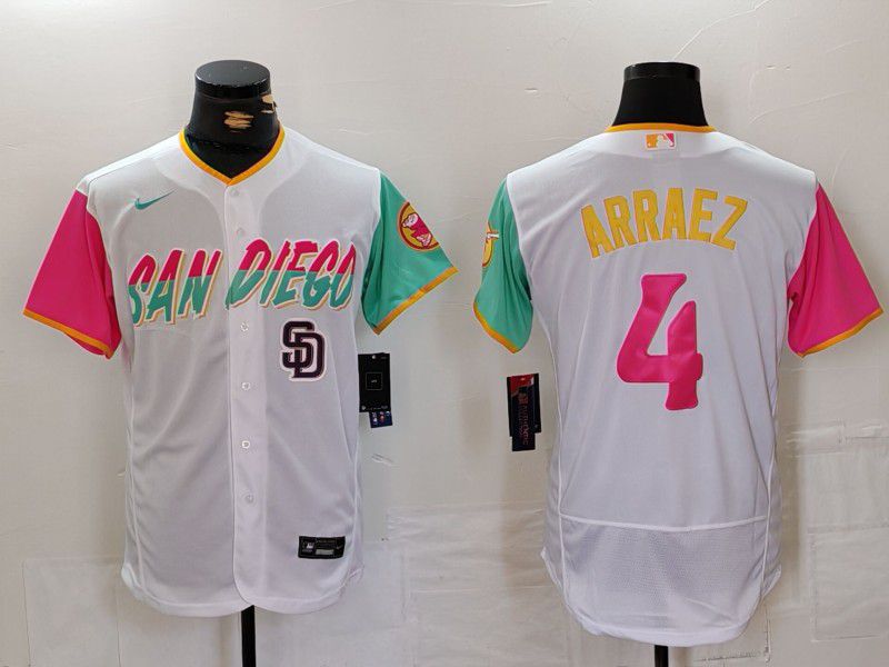 Men San Diego Padres #4 Arraez White City Edition Elite Nike 2024 MLB Jersey style 4->->MLB Jersey